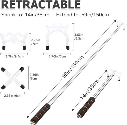 عصا جسر البلياردو، عصا جسر البلياردو القابلة للسحب مع رأس، ملحق جديلة (رأس جسر متقاطع فضي، مقبض من الفوم) in Kuwait