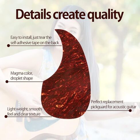 6Pcs Guitar Pickguard, Self Adhesive Teardrop Acoustic Guitar Pick Guard Musical Instrument Accessory Guitar Pickguard Guitar Pick Guards Acoustic Pickguard White Guitar Pick Guard in Saudi Arabia