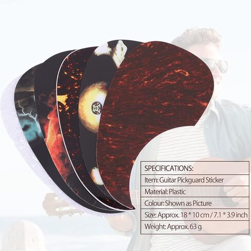 6Pcs Guitar Pickguard, Self Adhesive Teardrop Acoustic Guitar Pick Guard Musical Instrument Accessory Guitar Pickguard Guitar Pick Guards Acoustic Pickguard White Guitar Pick Guard in Saudi Arabia