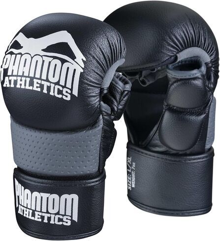 قفازات Phantom Athletics MMA للسجال للرجال - قفازات MMA سوداء 7oz - قفازات ملاكمة MMA بدرجة احترافية - قفازات هجينة للقتال والتدريب، والتصارع in Kuwait