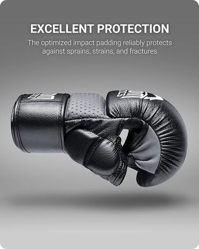 قفازات Phantom Athletics MMA للسجال للرجال - قفازات MMA سوداء 7oz - قفازات ملاكمة MMA بدرجة احترافية - قفازات هجينة للقتال والتدريب، والتصارع in Kuwait