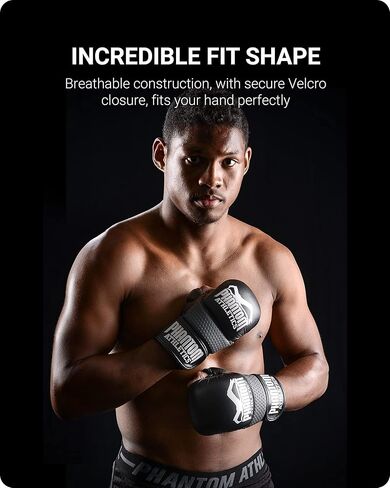 قفازات Phantom Athletics MMA للسجال للرجال - قفازات MMA سوداء 7oz - قفازات ملاكمة MMA بدرجة احترافية - قفازات هجينة للقتال والتدريب، والتصارع in Kuwait