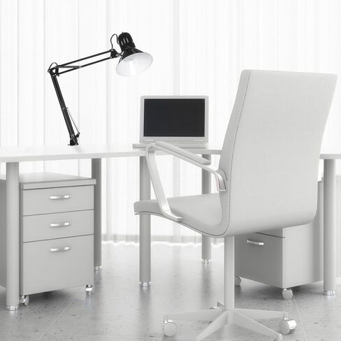 Globe Electric 56963 مصباح مكتب متعدد المفاصل مقاس 32 بوصة مع مشبك معدني، أسود، مفتاح دوار للتشغيل/الإيقاف على الظل، ذراع متأرجح قابل للتعديل جزئيًا، أساسيات المنزل، ضوء القراءة، ديكور المكتب in Kuwait