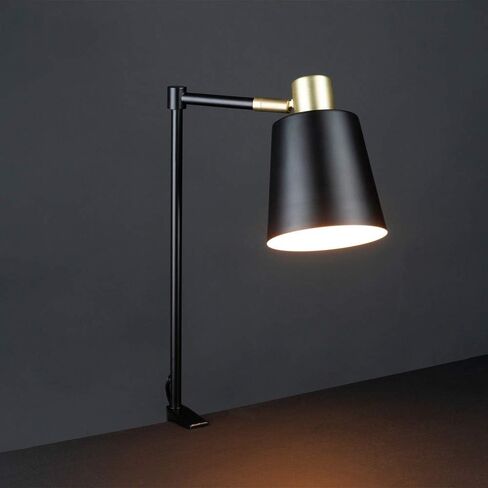 Globe Electric 56963 32" Multi-Joint Desk Lamp with Metal Clamp, Black, On/Off Rotary Switch on Shade, Partially Adjustable Swing Arm, Home Essentials, Reading Light, Office Décor in Saudi Arabia