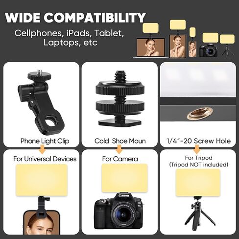 Selfie Light for Phone, 120Pcs LED Phone Light Clip, 5000mAh Rechargeable, 3 Modes Dimmable 2500K-9000K & CRI 95+, Video Fill Light for Camera, Phone, iPad, Laptop, for Makeup, TikTok, Vlog in Saudi Arabia