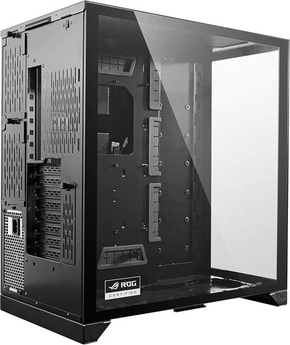 حافظة كمبيوتر ألعاب Lian Li O11 Dynamic XL ROG معتمدة (أسود) ATX Full Tower ومروحة UNI SL-Infinity 120 RGB حزمة ثلاثية سوداء مع وحدة تحكم - UF-SLIN120-3B in Kuwait