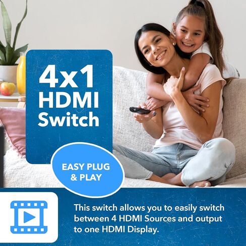 OREI 8K HDMI 2.1 Switch 4x1، محول مع مستخرج صوت UltraHD يدعم ما يصل إلى 4K @ 120 هرتز PS5، Xbox، الألعاب، جهاز تحكم عن بعد IR EDID HDCP 2.3 - مخرج بصري (BK-401A) in Saudi Arabia