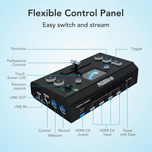RGBlink Mini V3 Video Switcher with Customizable Features via TAO Cloud – 4K HDMI Switcher, 2.1" Touch Screen, Multi-Cam Live Streaming, Dual HDMI Output, Recording & PTZ Control in Kuwait