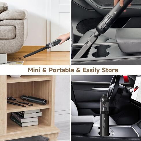KIKIMO للمكنسة الكهربائية Tesla، مكنسة كهربائية صغيرة محمولة لاسلكية قابلة لإعادة الشحن، قوة عالية 120 فولت/18000 باسكال، مضخة نفخ هواء محمولة لتفريغ الغبار للسيارة والمنزل والحيوانات الأليفة in Kuwait