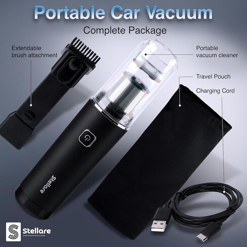 Mini Vacuum for Car - Portable Car Vacuum with High Power Suction Motor, Sleek and Convenient Car Vacuum Cleaner High Power Cordless, Wireless Car Vacuum Cleaner in Saudi Arabia