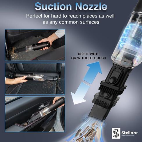 Mini Vacuum for Car - Portable Car Vacuum with High Power Suction Motor, Sleek and Convenient Car Vacuum Cleaner High Power Cordless, Wireless Car Vacuum Cleaner in Saudi Arabia