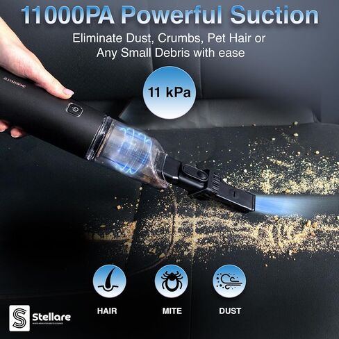 Mini Vacuum for Car - Portable Car Vacuum with High Power Suction Motor, Sleek and Convenient Car Vacuum Cleaner High Power Cordless, Wireless Car Vacuum Cleaner in Saudi Arabia