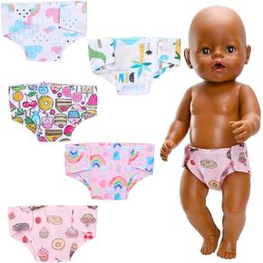 Enocht 5 PCS Doll Doll Diapers Diapers Intordoy for 12-15 inch Doll Doll Diapers Fits 16-18 Inch Baby Dolls Colorful Doll Diapers Set for Baby Dolls （doll not doll））