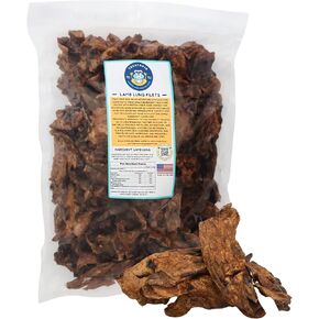Lamb Lung Filet Dog Treats, 2 LB Bag - All-Natural, Sustainable, Healthy, High Protein, Hand-Trimmed, Slow-Roasted, Made in The USA, Nutritious, No Additives, No Fillers