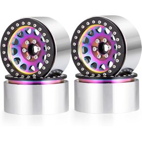 4pcs 2.2 "Beadlock Wheels Rim Hub Aluminium Sploy RC زحف HUB HUB RC RIMS واسعة (35 مم) 1.38" محور العجلات ل 1/10 محوري Wraith Trx-4 Trx1 SCX10 D90 90046 RC CRAWLER CAR (Multicolor)