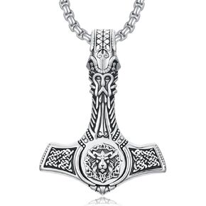 Thors Hammer Necklace Sterling Silver Celtic Knot Wolf Necklace Viking Mjolnir Pendant Jewelry for Men Women in Kuwait