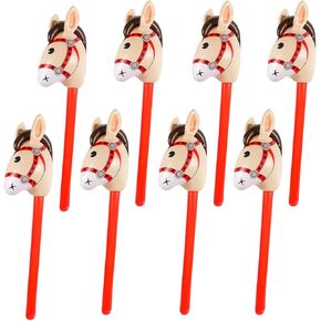 8pcs حصان عصا قابلة للنفخ - المهر/عيد الميلاد/رعاة البقر الغربي/الحصان استحمام الطفل زخارف حفلة عيد ميلاد اللوازم اللوازم لزيارة أزياء رأس الحصان القابلة للنفخ (37 بوصة)