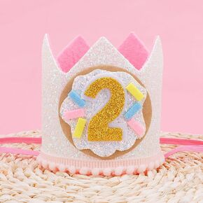 قبعة عيد الميلاد الثانية لطفل صغير - Donut Crown لمدة عامين ، زخارف حفلة عيد الميلاد السعيدة 2nd 2nd