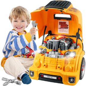 لعبة Kool Karz Playground Truck Engine Toy للأولاد الذين تتراوح أعمارهم بين 3-5 ، مجموعة إصلاحات ميكانيكا مع أضواء واقعية وأصوات وأجزاء ، مجموعة باني رائعة للأطفال الصغار - مثالية للتعلم العلمي للعمليات العلمية