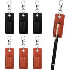 Pen Lanyard Holder Portable Pen Anti Lost Leather Lanyard Keychain Badge Attachment for Nurses Courier Clerk Pouch Holder Pocket Protector for Pencils Fountain Ballpoint Marker Pens 6 Pcs