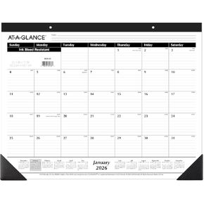 AT-A-GLANCE 2026 Desk Calendar, Monthly, Desk Pad, 21.75" x 17", Large, Ruled Blocks (SK240026)