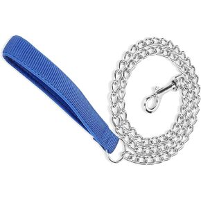 Heavy Duty Metal Dog Leash, 4 FT Chew Proof Pet Leash Chain with Soft Padded Handle for Large & Medium Size Pets Walking (Black, XL(4 ft. x 3.5 mm))