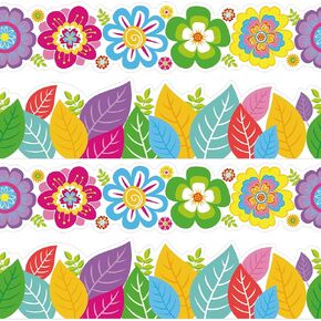 72 Feet Flower Leaves Bulletin Board Borders Trim for Spring Summer Back to School Classroom Party Decoration