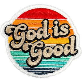 God is Good Embroidery Patches for Clothes Backpacks Hats Jeans Bags, Christ God Size 3" Iron On Patch or Sew On Patches, Religious Applique Embroidery Patches, Worship Gift for Christians