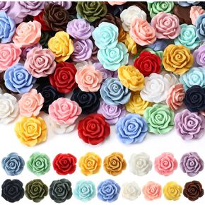 Giegxin 200pcs راتنجات فنية راتنجات زهرة زهرة زهرة حبات كابوشونات 17 مم 20 مم ألوان مختلطة عشوائية سحر ديكور الأزهار لديي كورب هاتف علبة القصاصة قصاصة الشعر