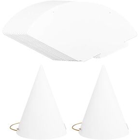 20 PCS Party Paper Canes Hats White Birthday Cone Hat Barning DIY Party Barty Hats Craft Party With With Elastic Rope for Kids Compans Paints