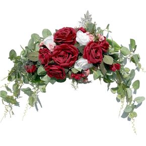 Wedding Arch Flowers, Rose Decorative Floral Swag for Lintel, 30Inch Artificial Greenery Eucalyptus Leaves Flower for Door Window Home Decoration
