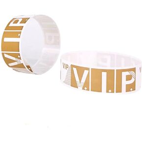 Qpingh 200pcs VIP Event Wristbands ، الذهب ، مقاوم للماء ، الاستخدام لمرة واحدة ، مناسب للحفلات الموسيقية والنوادي والأحداث