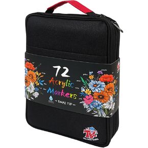 TBC The Best Crafts 72 Colors Dual Tip Acrylic Paint Markers, Double zipper design Topgrade Canvas bag,Waterproof, Non-Toxic, odorless, Suitable for Paper,Pottery, Stones, Glass,outdoor painting in Kuwait