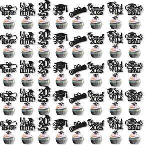 تخرج Cupcake Toppers 2025 فئة زخارف التخرج من 2025 Cupcake يختار 2025 Cupcake Toppers Grad Grad Decorations 2025 (40pcs Blue Glitter)