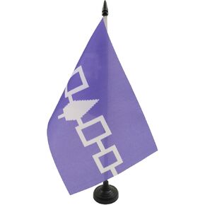 Iroquois People Table Flag 5 'x 8' ' - Haudenosaunee Desk Flag 21 × 14 سم - عصا بلاستيكية أسود وقاعدة - علم AZ