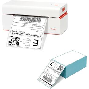 ORGSTA USB Thermal Shipping Label Printer with Pack of 500 4x6 Thermal Labels Fanfold - T001 High Speed Thermal Label Printer for Commercial Grade Shipping Packages-White