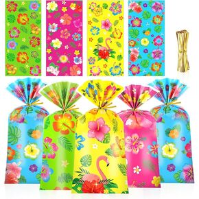 HOWAF 100PCS HIBRISCUS FLOWER CALDY BAG BAC ، HAWAII LUAU Hibiscus Cellophane Facs for Tropical Form