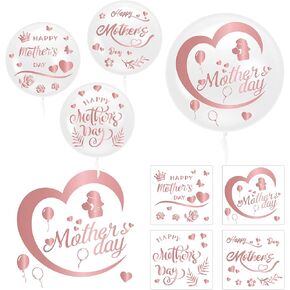 CNhoqc Mother's Day Bobo Balloons - 36pcs Rose Gold Happy Mother's Day Bobo Bubble Balloons Set 20pcs Transparent Bubble Balloon with Stickers