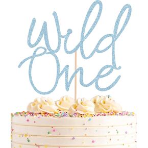 Wild One Cake Topper - Gold Glitter Paper Cake Cake Decoration لكعكة حفلة عيد الميلاد الأولى - أول عيد ميلاد للطفل الدعائم Prots Photo Photo Prots - مناسبة للاستحمام/جنس الطرف