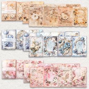 Siblymona 90pcs ورقة decoupage العتيقة للحرف اليدوية - ورقة أرز نباتية خمر 3.9x5.5 بوصة Scrapbook Junk Journal Supplies (MJhy ، A)