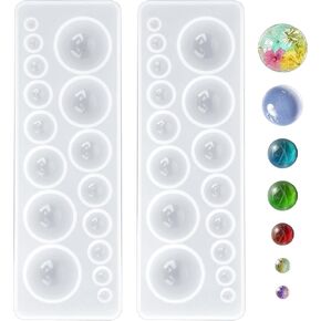 InnoHHustle 2 Pcs Cabochon Gem Silicone Mold, Cabochons for Jewelry Making Small Resin Molds Sphere Mold Round Silicone Molds Circle Silicone Mold Resin Jewelry Molds for Crafting Making Projects