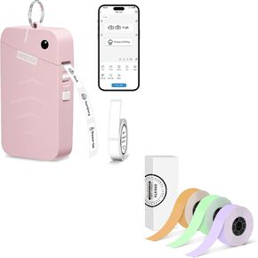 ORGSTA S001 Label Maker Machine with Tape, Bluetooth Label Maker for Home and Office Organization, Thermal Label Printer Mini Label Maker with 3 Roll Continuous Label Tapes - Purple/Green/Orange