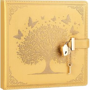 CAGIE Diary with Lock and Keys for Girls Heart-Shaped Lock Journal for Girls, Square Leather Journal with Lock Key Gift for Girls Women Wife 256 Pages, Purple