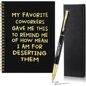3 PCS هدية وداع لمجموعة زملاء العمل ، تشمل دفاتر Gold Hardcover و Gold Point Pen Gift مع صندوق لزميل العمل يترك التقدير حظًا سعيدًا العثور على زميل أفضل