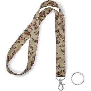Lnkre Jewelry Tulip Ploral Print Lanyard للمفاتيح والشارات وحامل الهوية - حزام رقبة لطيف للمعلمين والموظفين والعمل والطالب
