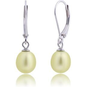 أقراط متدلية من الفضة الإسترليني عيار 925 لؤلؤ أصلي للمياه العذبة مقاس 8 مم للنساء in Kuwait