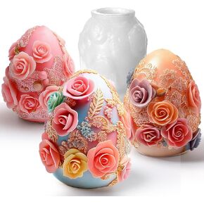 Juome Easter Egg Mould - قوالب شمعة عيد الفصح من السيليكون لشمعة صنع أشكال السيليكون راتنج الشمع لصابون الشموع ، زخارف حفلة عيد الفصح