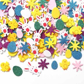Dahi 334pcs ملصقات رغوة عيد الفصح المصممة لحرف البيض معلقة الحلي المصنفة DIY Crafts Easter Egge Bunny Chick Decorations ملصقات ملصقات لصالح الحفلات لصالح لوازم الديكور (334 ٪)