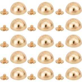 GORGECRAFT 1 Box 24 Sets Mushroom Rivet Studs Decoration Rivets Screw Alloy Gold Screw Rivet Bead Small Half Round Metal Screwback Studs for Leather Bags Belt Clothes Shoes Purse DIY Craft Making