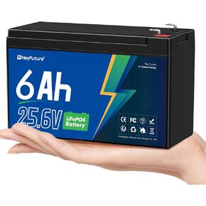 24V 6AH قابلة لإعادة الشحن حزمة بطارية LifePo4 المدمجة في 6A BMS ، 2000+ بطارية فوسفات الحديد الليثيوم العميقة ، للركوب على الألعاب ، عجلات الطاقة ، دراجات الحلاقة ، التخييم ، الإضاءة
